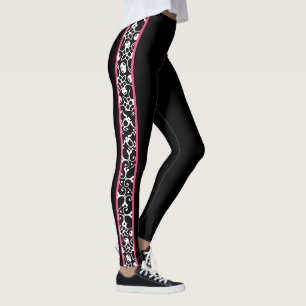 Legging Redemoinhos modernos à moda cor-de-rosa preto e