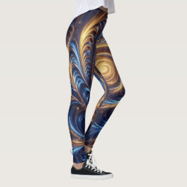 Legging Redemoinhos Modernos Abstratos Espaciais Azul Real