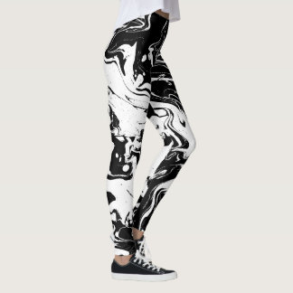 Legging Redemoinhos preto e branco do abstrato -