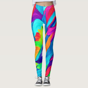 Legging Redemoinhos Vibrantes de Arco-Íris Arte Abstrata