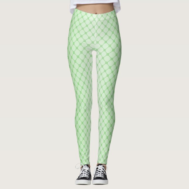 Legging Redes Geométricas abstrato das Linhas Verdes (Frente)