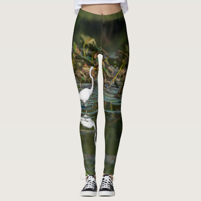Legging Reflexão de Egrete Branco (Frente)