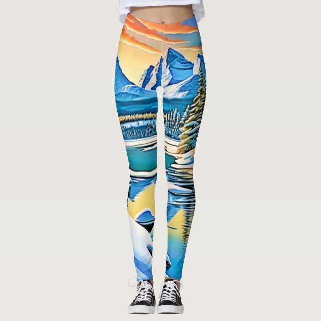 Legging Reflexão de Montanha Snowy (Frente)