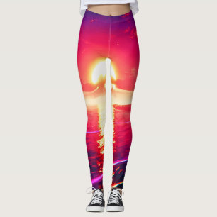 Legging Reflexão Digital sobre o Mar de Sunset