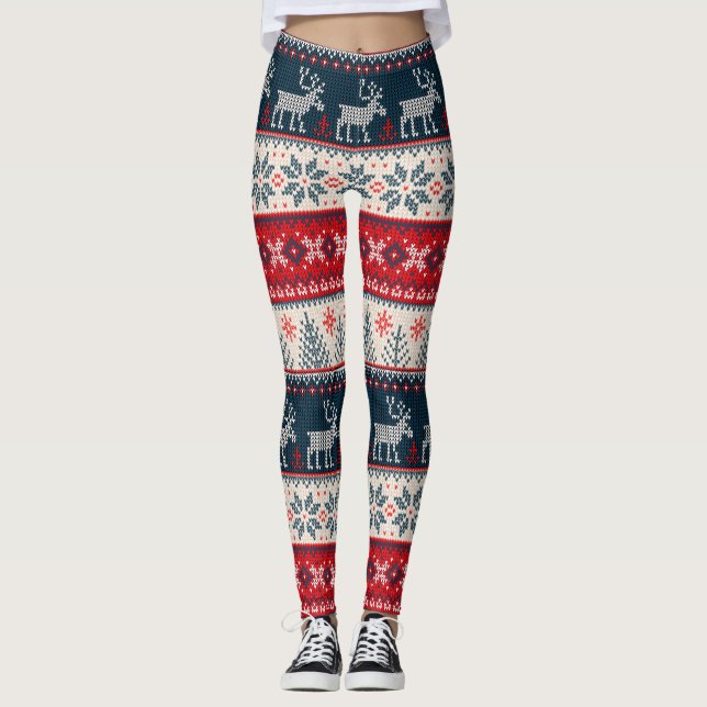 Legging Refrigerante de tricô de natal suave (Frente)