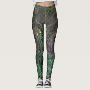 Legging Refrigere o impressão escuro do Tress da floresta