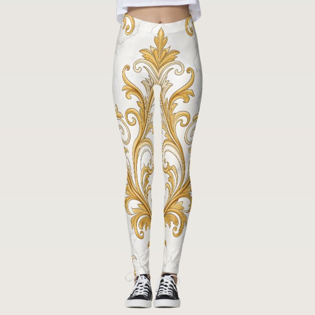 Legging Regal Marble Seamless Pattern – Gold Baroque  (Frente)