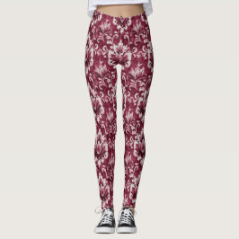 Legging Regal Red French Luxury Damask