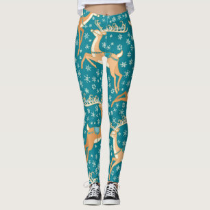 Legging Reindeer De Natal: Padrão Vintage Invisível.