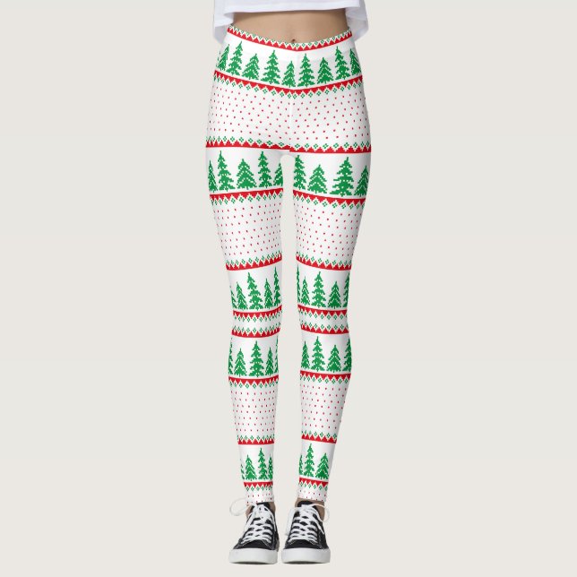 Legging Reindeer De Suéter Feio De Árvore De Natal (Frente)