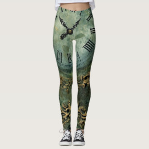 Legging Relógio de Steampunk Russo Emerald Verde (1)