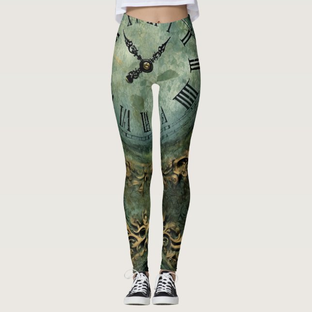 Legging Relógio de Steampunk Russo Emerald Verde (1) (Frente)