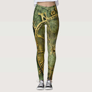 Legging Relógio Emerald Green Rustic Steampunk (12)