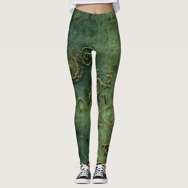 Legging Relógio Russo Emerald Green Steampunk (10) (Frente)
