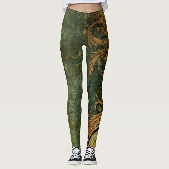 Legging Relógio Russo Emerald Green Steampunk (6) (Frente)