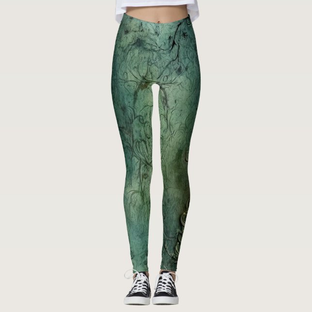 Legging Relógio Russo Emerald Green Steampunk (8) (Frente)