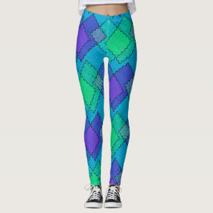 Legging Remendos texturizados pinceladas multicoloridas
