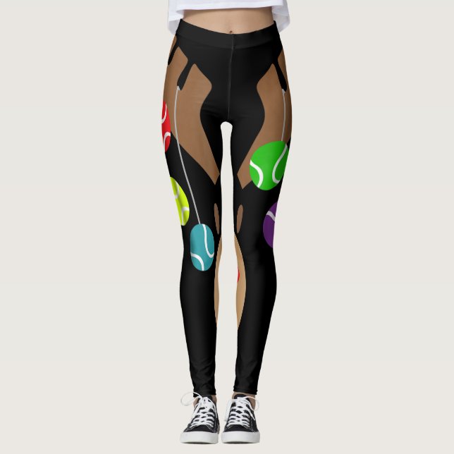 Legging Rena de Tênis de Natal empinada com Bola de Tênis (Frente)