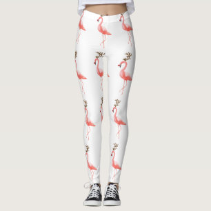 Legging Rena na moda do Natal do flamingo