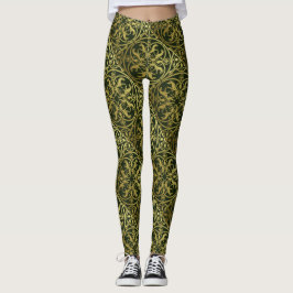 Legging Renascença Medieval Arauto Leão Leopardo Metálico 
