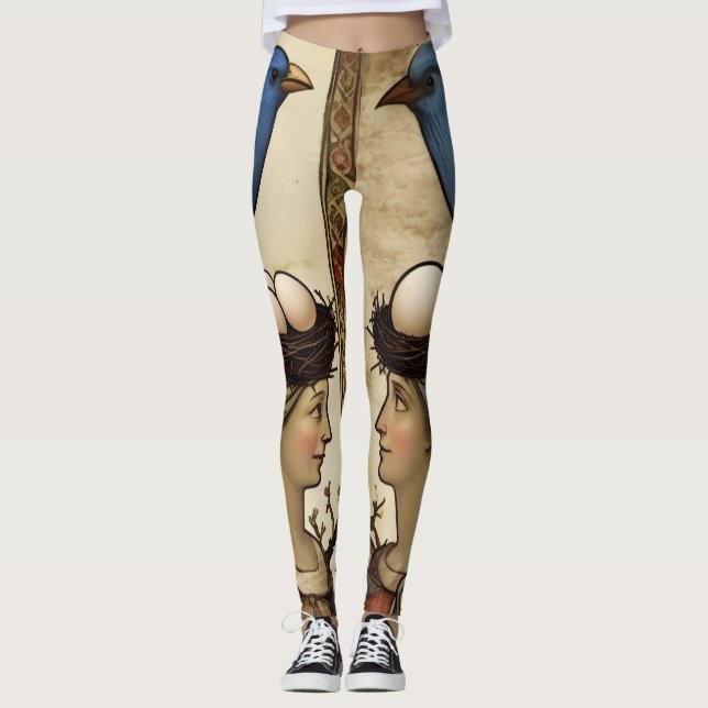 Legging Renascentista Azul Felicidade Exclusivamente Encan (Frente)