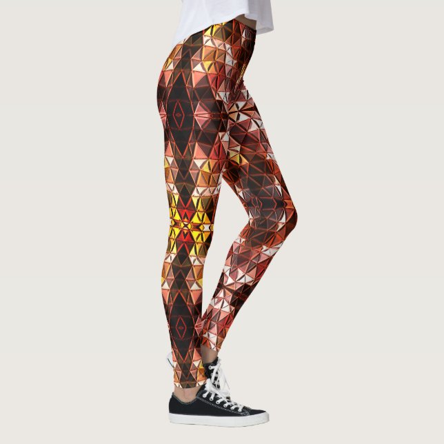 Legging Repetido de triângulo vermelho que gera formas est (Direita)