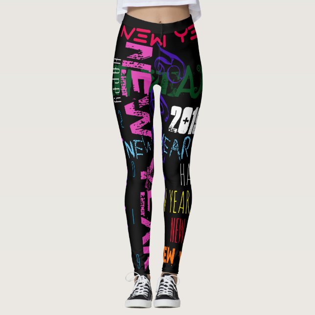 Legging Repetindo Pop de Ano Novo personalizado Feliz WL (Frente)