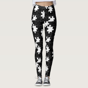 Legging "Reprodução de Quebra-cabeça monocromática"