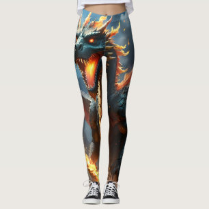 Legging "Respiração do Inferno: A Chama do Dragão"