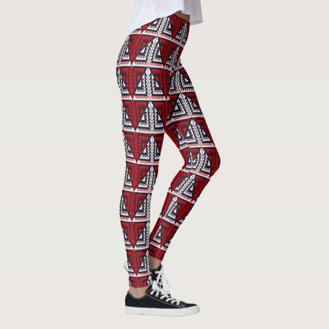 Legging Resumo Abstrato Vermelho e Preto (Direita)