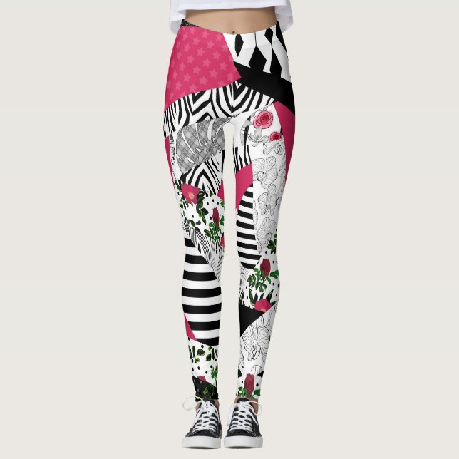 Legging retalhamento vermelho, popular, travesseiro decora (Frente)