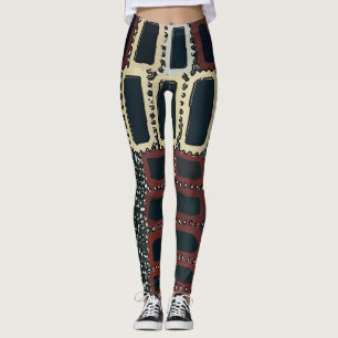 Legging Retângulos de Cinza de abstratos com estilo Matiss