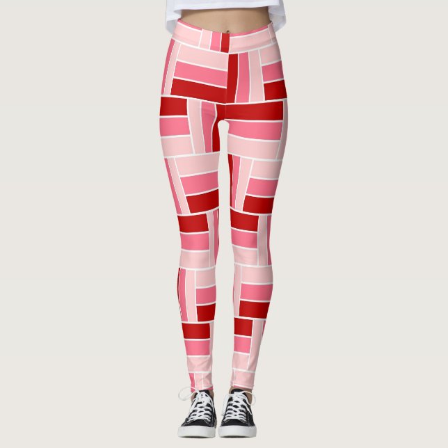 Legging Retângulos vermelhos e cor-de-rosa (Frente)