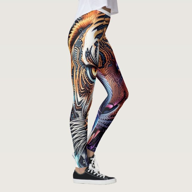 Legging Retrato Cibernético Bio-Mecânico de Tigre (Direita)