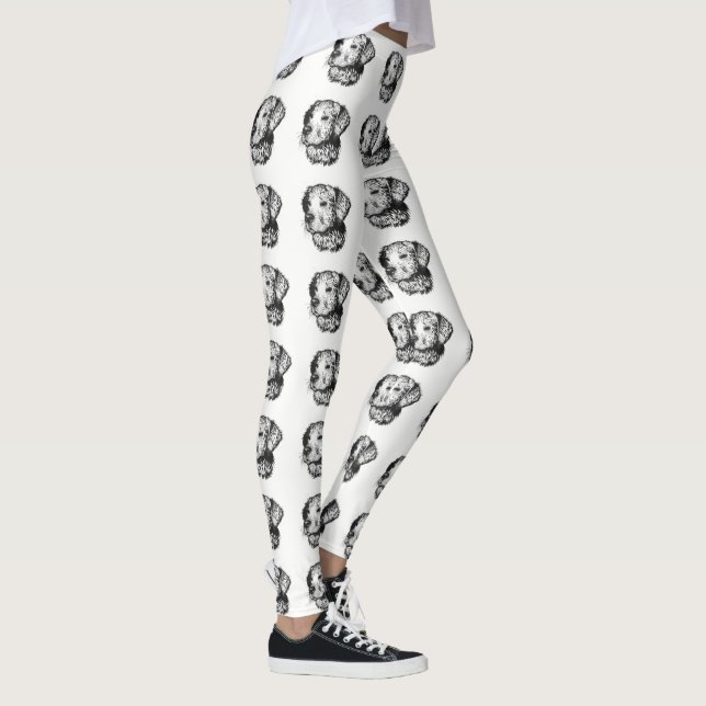 Legging Retrato do filhote de recuperação de ouros a preto (Direita)