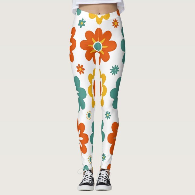 Legging Retro 70s Geométrico Flor do Poder Boho (Frente)
