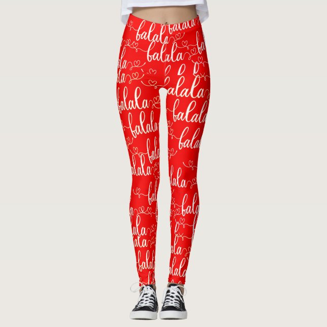 Legging Retro Chic Fa la la Script Red (Frente)
