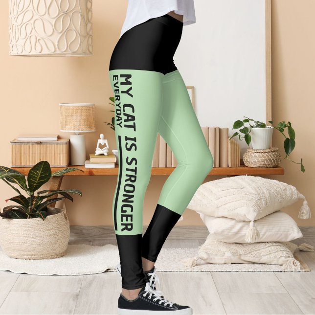 Legging Retro de Gamas Verdes Pálidas Pretas Personalizada (Criador carregado)