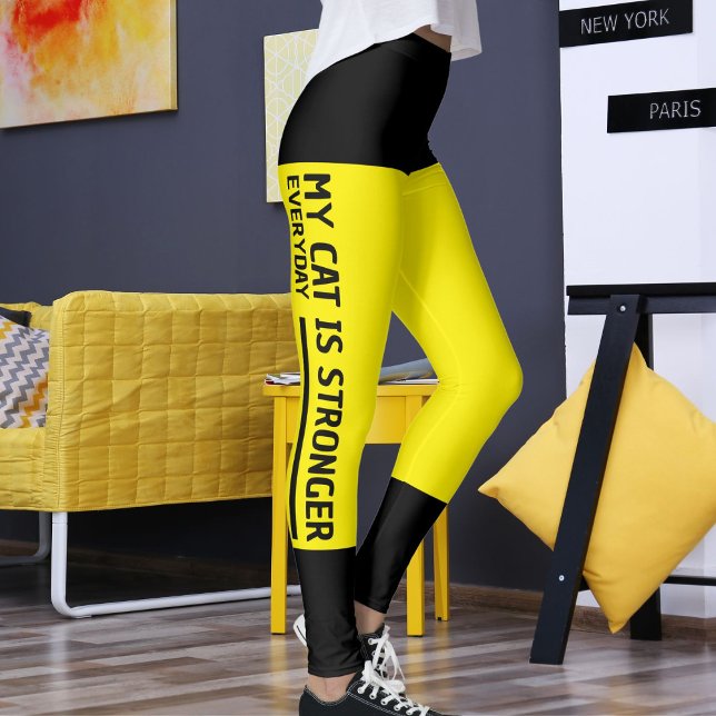Legging Retro de Grelhas Amarelas Pretas Personalizadas (Criador carregado)