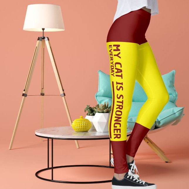 Legging Retro de Grelhas Amarelas Vermelhas Personalizadas (Criador carregado)