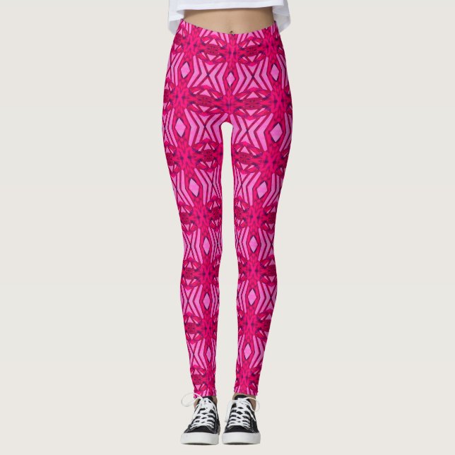 Legging Retro-Deco Pink Padrão Gym Yoga Malhação Workout (Frente)
