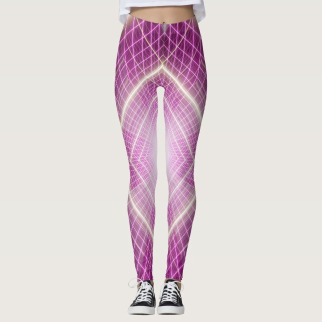 Legging Retro dos anos 80: Fundo 3D Sci-Fi. (Frente)