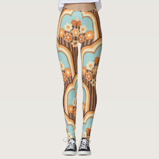 Legging Retro Floral: 70s Revival de Papel de Carteira