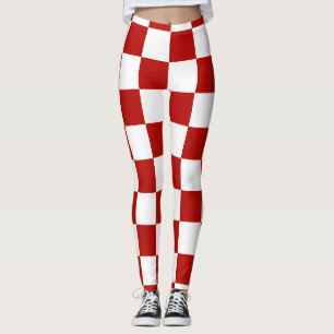 Legging Retro geométrico branco-vermelho-quadrado