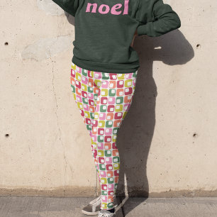 Legging Retro Geométrico Impressão nos anos 70