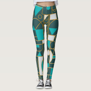 Legging Retro Geométrico: Trabalho de arte minimalista.