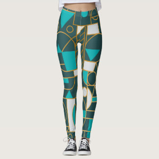Legging Retro Geométrico: Trabalho de arte minimalista.