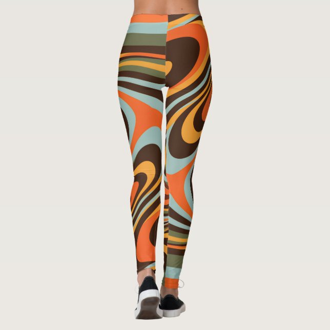 Legging Retro Groovy Swirl Pattern 70s Psychedelic Vortex (Verso)
