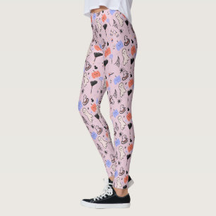 Legging Retro Halloween Desenhos Temáticos Vintage Rosa