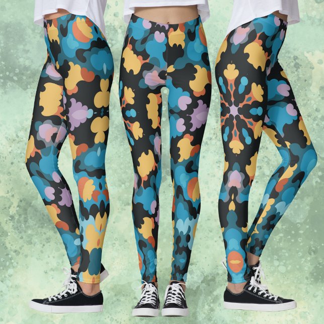 Legging Retro Mandala Amarelo Azul e Laranja (Criador carregado)